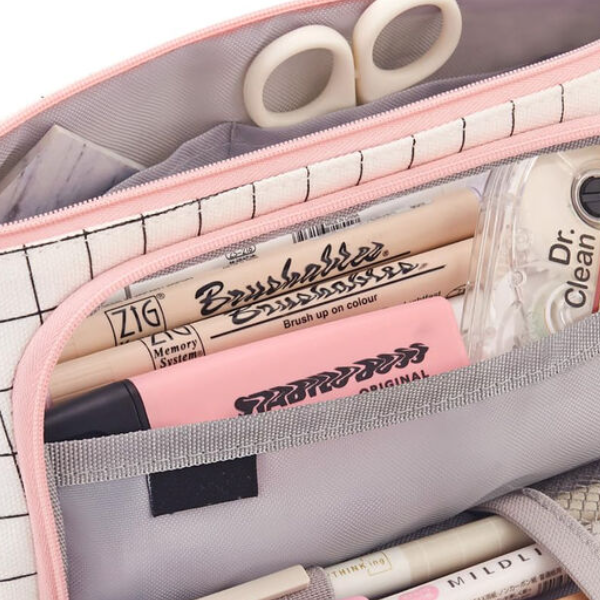 Extra Large Capacity Pencil Case - Minimalist Stationery Organizer Pen Pouch for Teens Girls Adults, School FABRIC WITH GRS
