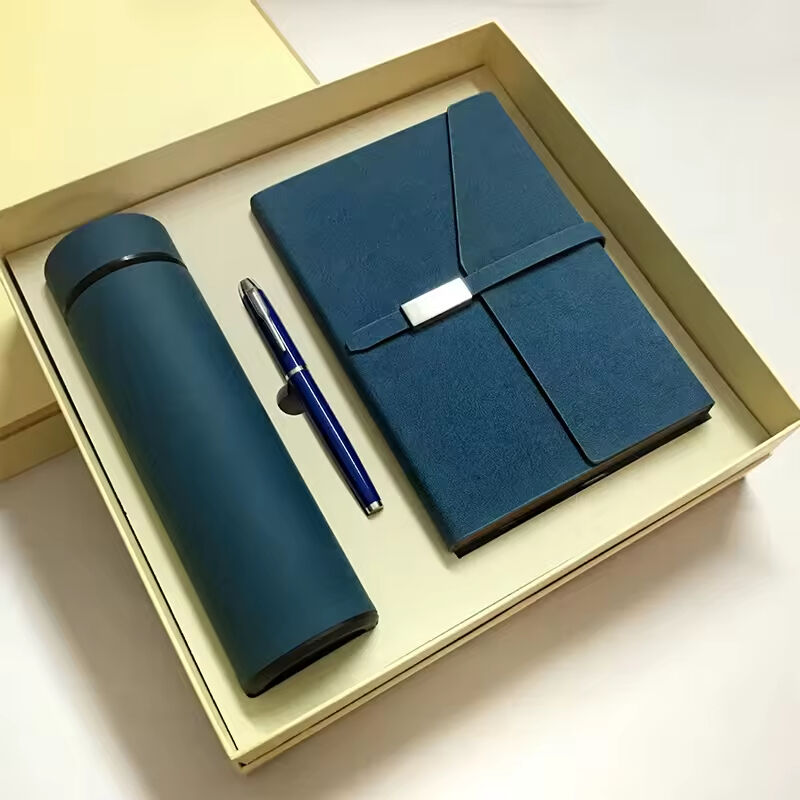Luxury Custom 3 in 1 Promotional A5 PU Leather Notebook Gift Set Business Gift Set with Pen and Thermos Corporate Gift Set