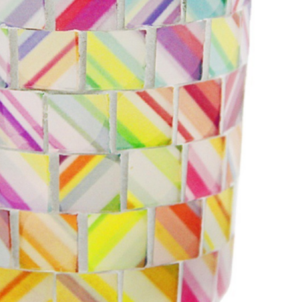 Glass Candle Holders New Romantic Rainbow Mosaic Candle Jar Tumblers for Home Decoration