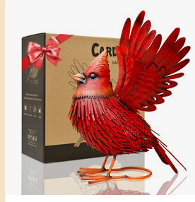 BSCI Factory New Design Metal Cardinal Garden Sculptures & Statues Large Red Bird Outdoor Decor