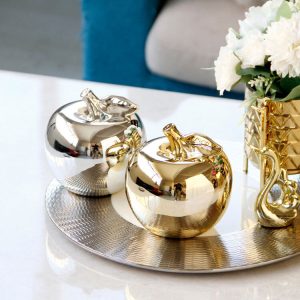 Hot seller Home decorations Ceramic Gold Plated Apple ornaments modern simple creative home table ornaments Christmas gift