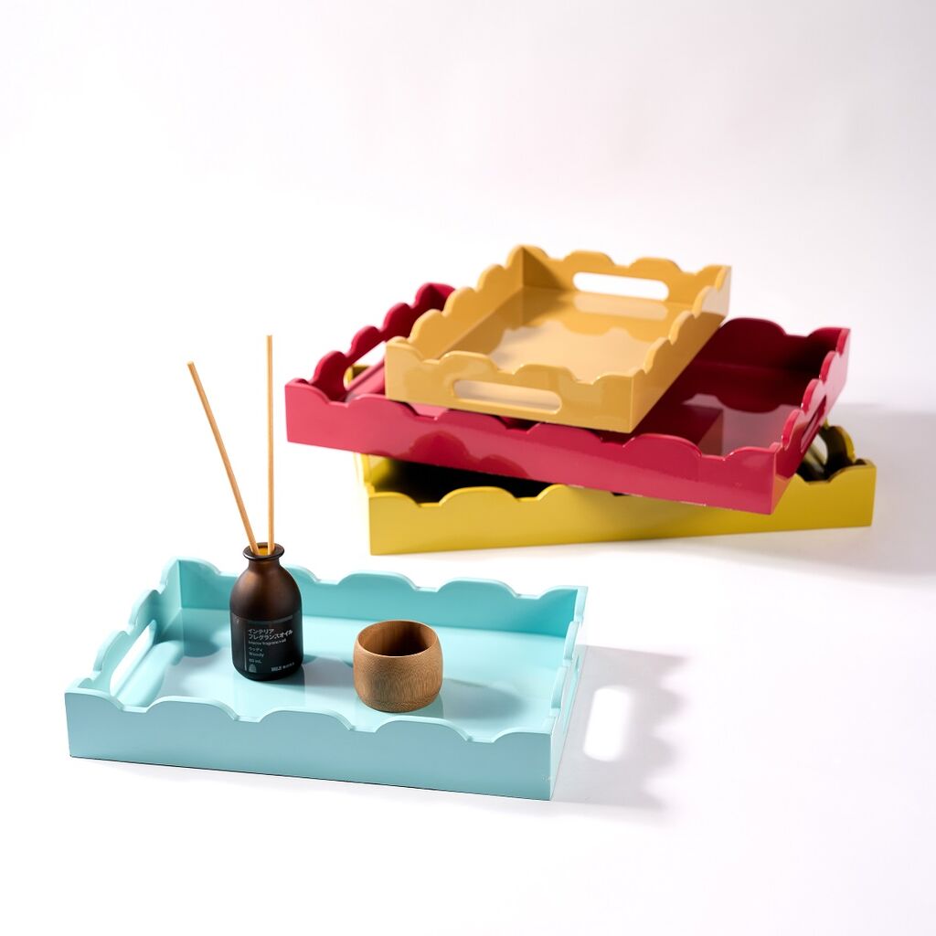 Handmade Wooden Lacquer Tray Luxury Glossy Finish for Home & Kitchen handicraft custom lacquer tray with logo for gifting