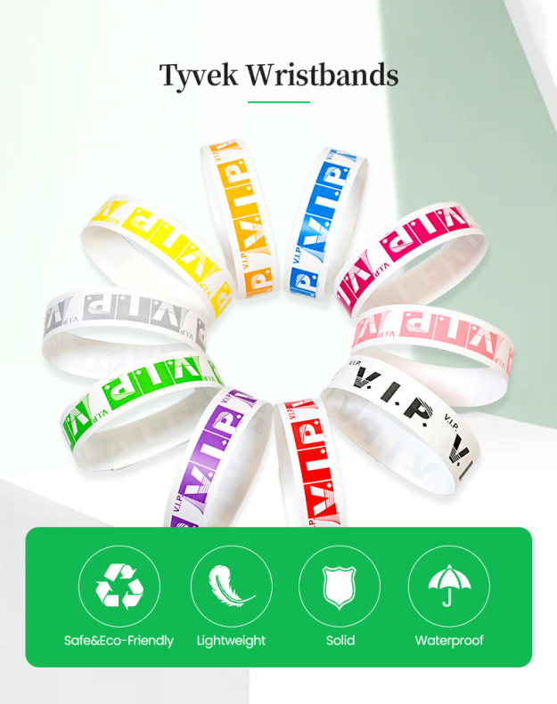 Wristbands Solid Color Printable Waterproof Paper Wristband/Bracelet With Series Numbers Custom Wristband