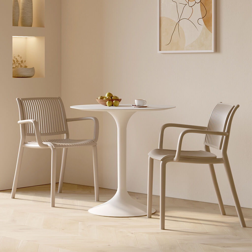 Trendy Creamy Plastic Dining Chair with Backrest, Compact for Small Apartments, Versatile Home Makeup & Leisure Seat