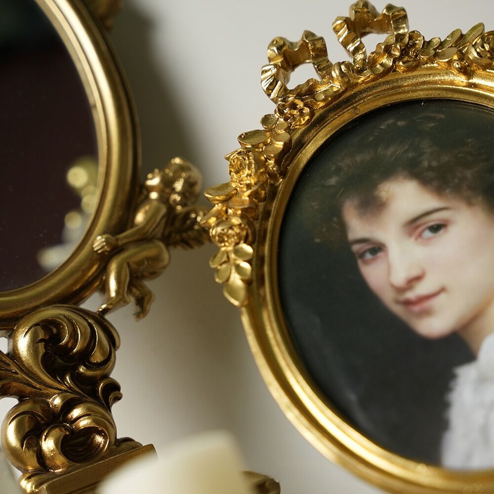 Hot-Selling Vintage Picture Frame Oval Antique Photo Frames with Glass Front Luxury Photo Display Tabletop Wall Hanging Gift Ideas