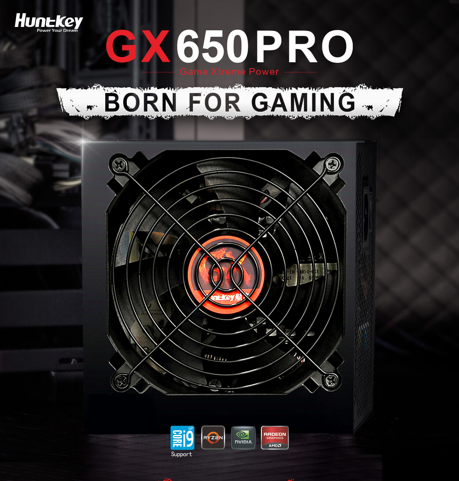 Huntkey 650W Gaming Power Supply PSU GX650PRO with 80 Plus Bronze(EU) Certificate