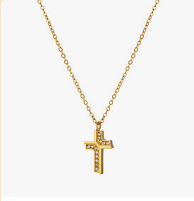 Exquisite 14K gold-plated cross necklace with layered beads and infinite cubic zirconia Saint Mary's Medal pendant necklace
