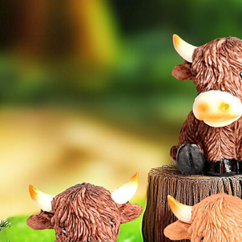 Highland Cow Decor 4 PCS Highland Cow Animal Figurine Highland Cow Statue Ornament Gifts for Cow Lover